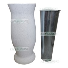 Vaso cimitero cm 37 in cemento graniglia di marmo portafiori fiori tomba lapide