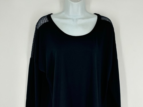 Balance Collection Black Sheer Shoulder Long Sleeve Shirt Women's Size Large - Picture 5 of 13