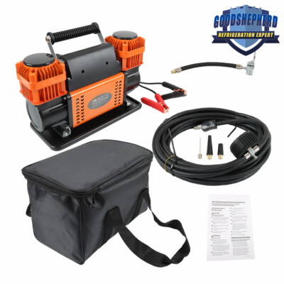 For Truck Tires Orange 150 PSI Dual Cylinder 12V Portable Inflator Heavy Duty Ma