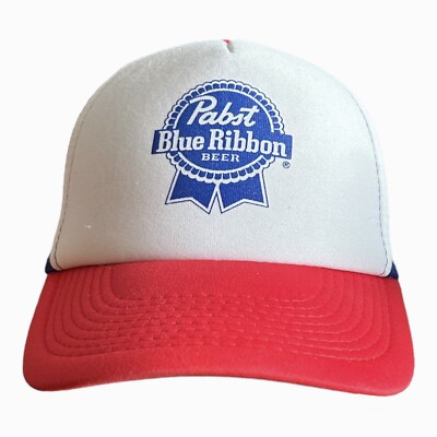 PBR Pabst Blue Ribbon Beer Logo Snapback Mesh Trucker Baseball Cap Hat Red White