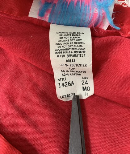 Vintage Sheer Party Dress Red Ruffles Pageant 24 Months Toddler - Picture 12 of 12