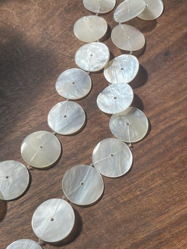 Vintage Large Iridescent Shell Round Beads  New old Stock 10in Strand