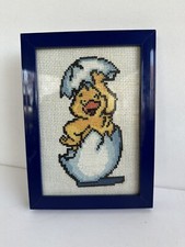 Completed Cross Stitch Duck Framed Hand Made 5 x 7 in