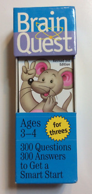 Brain Quest for Threes Revised 3rd Edition 300 Questions Ages 3-4 Educational
