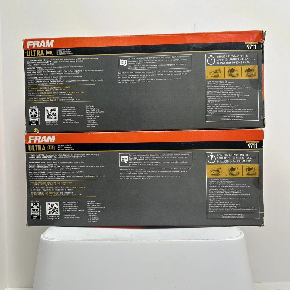 NUEVO - LOTE DE 2 - Filtro de Aire Fram Ultra 9711 Repuesto Volkswagen / Audi Foto 2 de 4