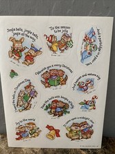 Hallmark Vintage 1983 Stickers Holidays Christmas Baby Animals Caroling