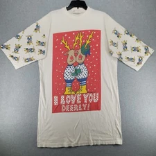 Vintage Jennifer Dale Night Gown Women One Size Reindeer Love You Deerly