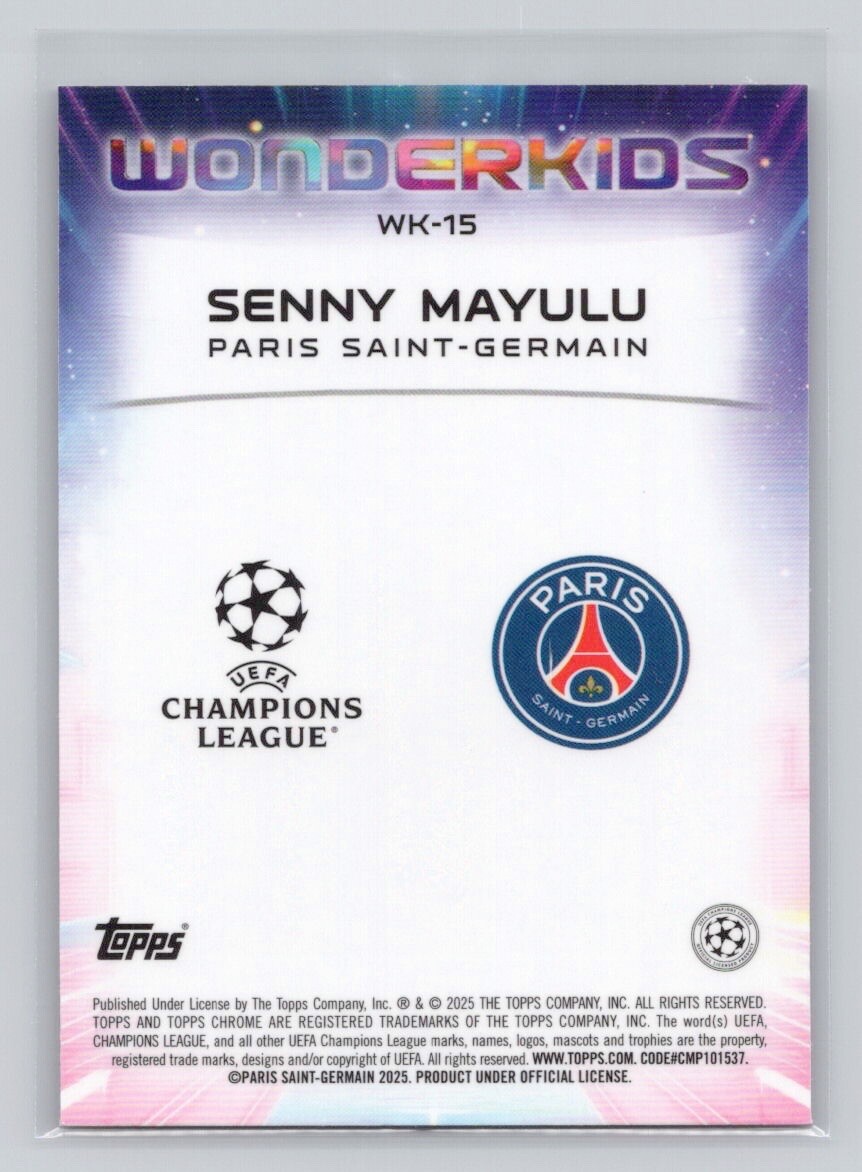 Senny Mayulu 2024-25 Topps Chrome UEFA CC Soccer Wonderkids