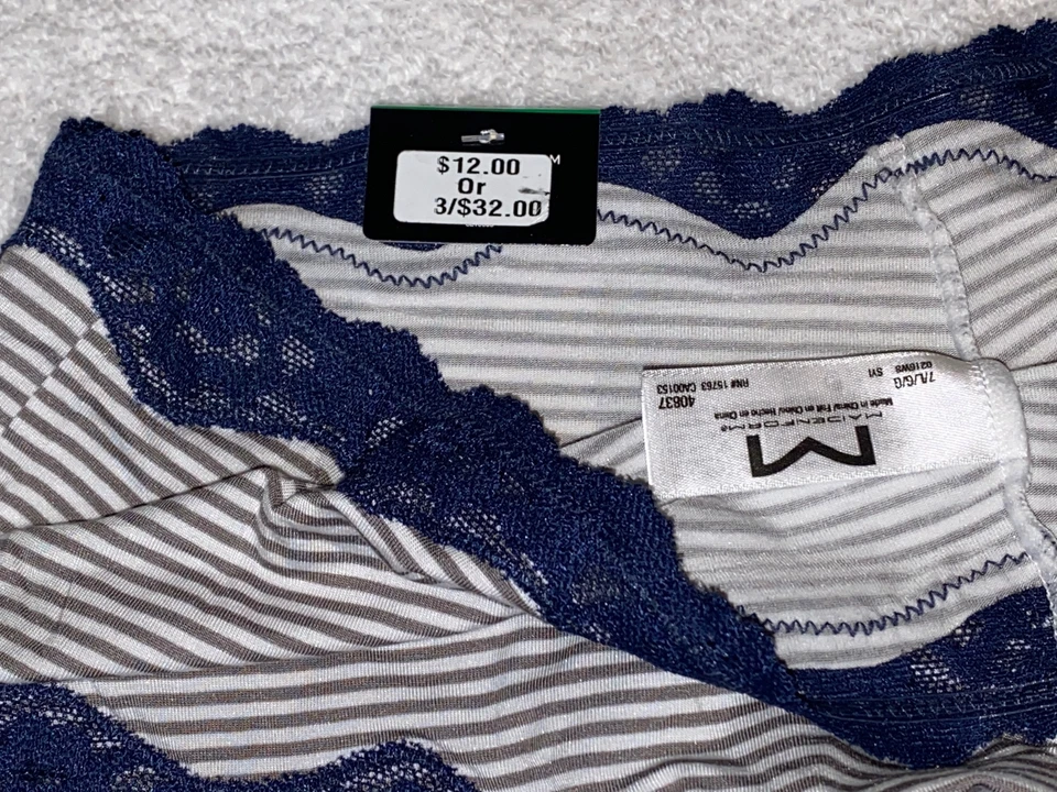 Panty Hipster MAIDENFORM Festoneado Encaje Gris Blanco Azul Marino Para Mujer S 5 M 6 L 7 Foto 4 de 4