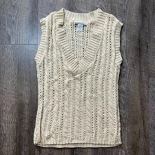 2000s Y2k Sweater Project Knit Cream Sweater Vest Womens Size Medium