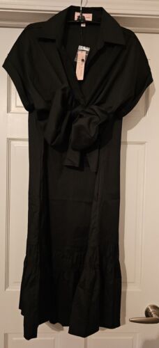CHICO'S BLACK LABEL DRESS SZ M FITS 10/12 BLACK POPLIN -NWT! RET $188