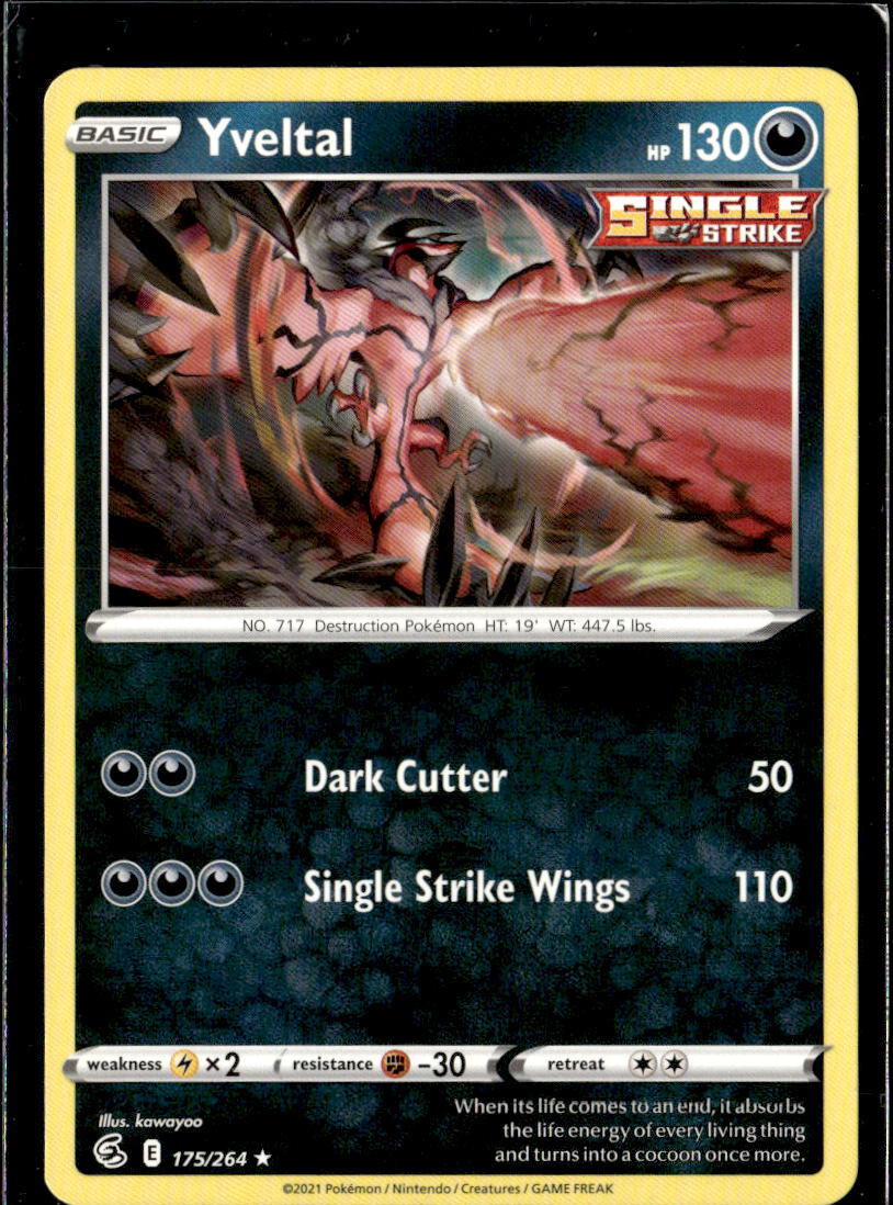 Pokemon Yveltal 175/264 Fusion Strike Non Holo Rare 4 Card Lot