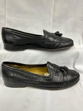 Vintage Santoni Italy Aspen Mens 11.5 Exotic Lizard Calf Black Dress Loafer