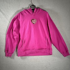 Teddy Fresh Hoodie Women's Size XL Heart Sequins Pink Pullover Sweater Merch
