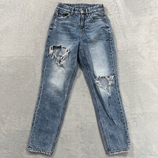 American Eagle Jeans Womens 00 Curvy Mom Distressed Whisker Y2K High Rise