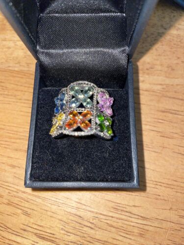 Multicolor Sapphire Ring In Sterling Silver SZ8.5