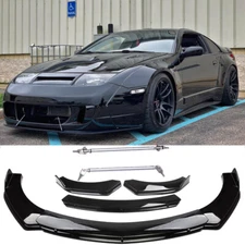 Gloss Black Front Bumper Lip Splitter Kits & Strut Rods For Nissan 300ZX 370Z