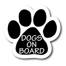 Dogs on Board bold print Pawprint Car Magnet 5" Paw Print Auto Truck Decal