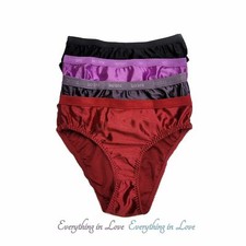 4 Women High Cut Full Coverage Shiny Smooth Silky Satin Bikini Panty Underwear