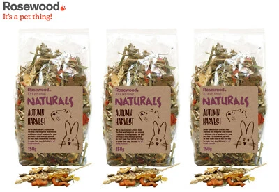 ROSEWOOD NATURALS 3X ROSEWOOD AUTUMN HARVEST SMALL ANIMAL TREAT MIX RABBIT GUINEA FOOD FEED 150G