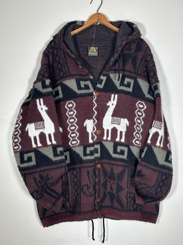 2 Vtg Ecuador Tejidos Ruminahui Wool Aztec Lama Sweater Jacket Handicrafts Vegas - Picture 14 of 14