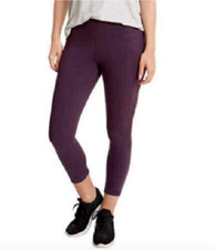 DANSKIN HIGH WAIST W/POCKETS INTERLOCK LEGGINGS WINTER PLUM SMALL NWT