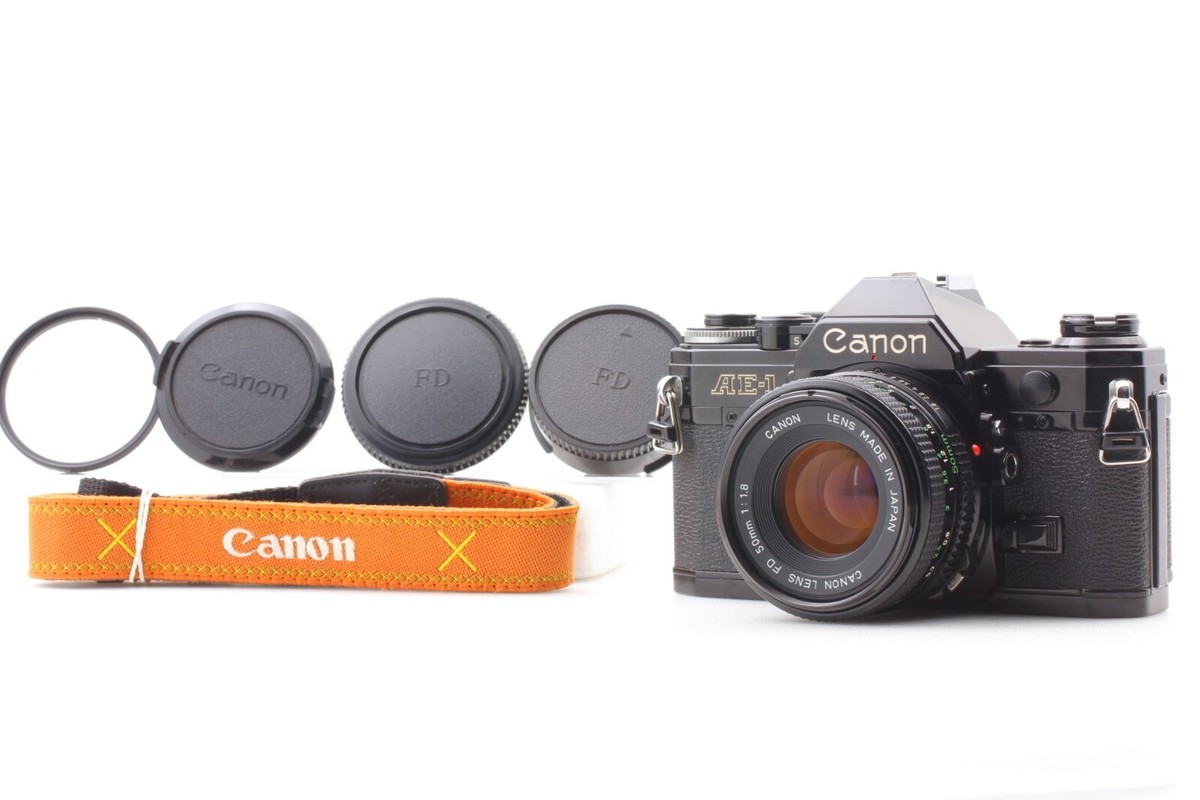 MINT w/ Strap】 Canon AE-1 Black SLR Camera NFD New FD 50mm
