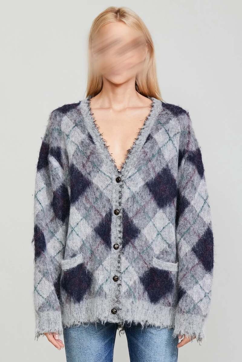 R13 argyle-knit mohair wool-blend cardigan sizeS | eBay