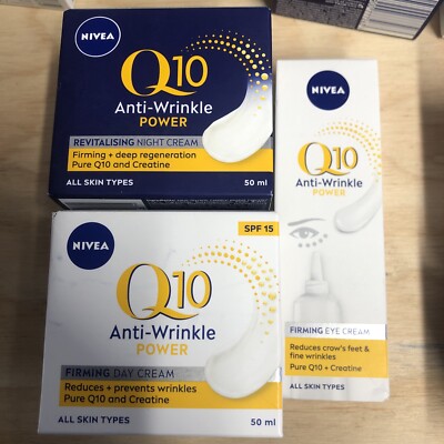 NIVEA Q10 POWER ANTI-FALTEN + STRAFFENDE Tagescreme + Nacht + straffende Augencreme