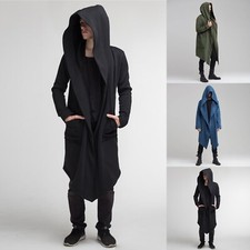 Men's Jacket Dark Style Long Cardigan Cloak Coat Hooded Sweater  