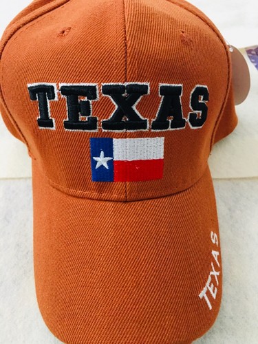 Texas with State Flag Embroidered Baseball Cap Orange - Picture 5 of 7