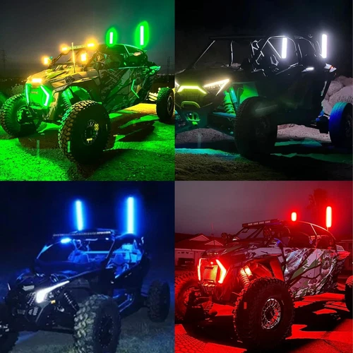 For Can Am X3 ATV UTV 1.8" Thick Pair 2FT RGB FAT LED Whip Light Spiral Antenna - Bild 2 von 18