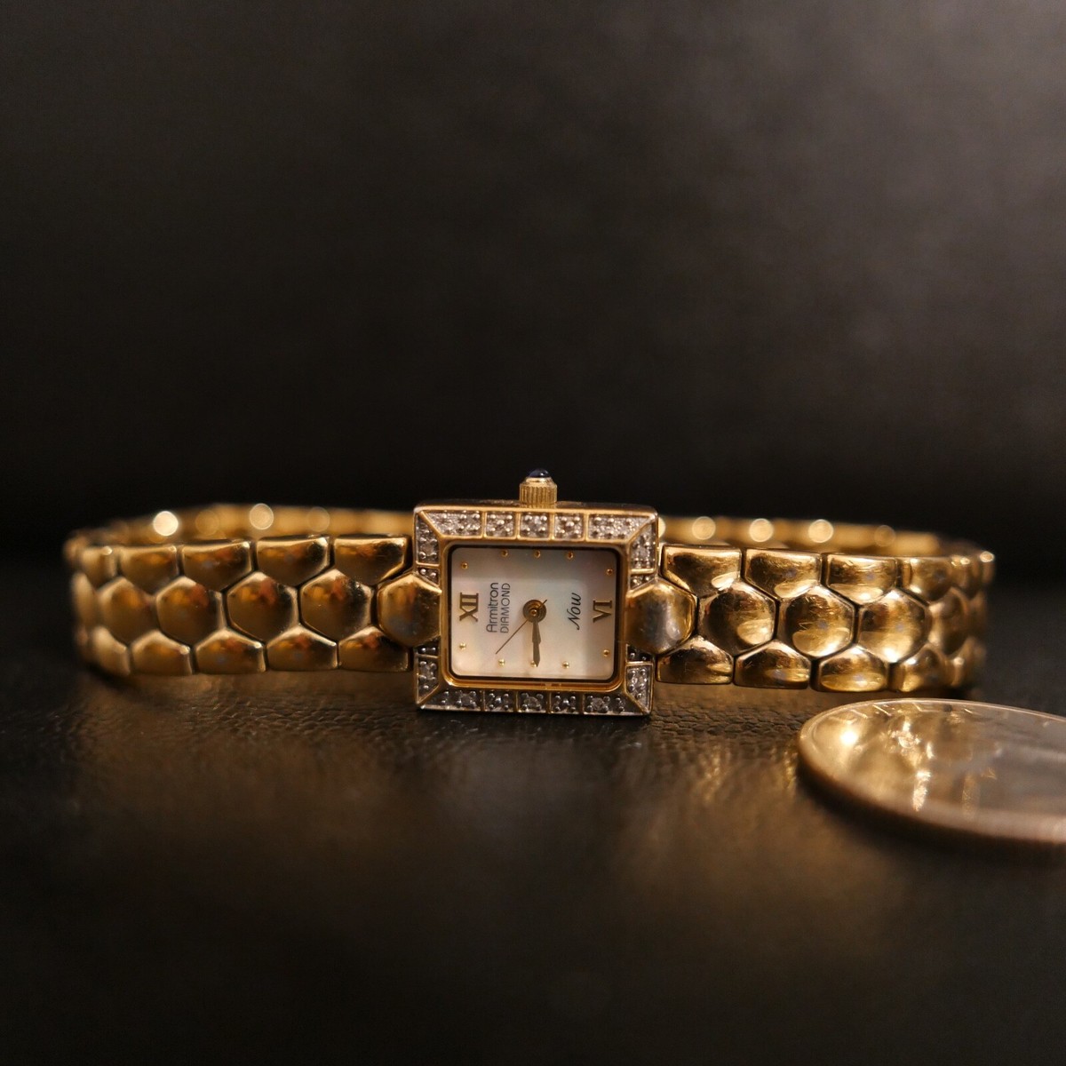 ARMITRON Diamond NOW Gold Tone LADIES WATCH 753H !!! MOP | eBay