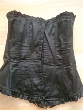 Primark Black Satin Overbust Corset Top Vintage Y2K - gothic/burlesque - Size M