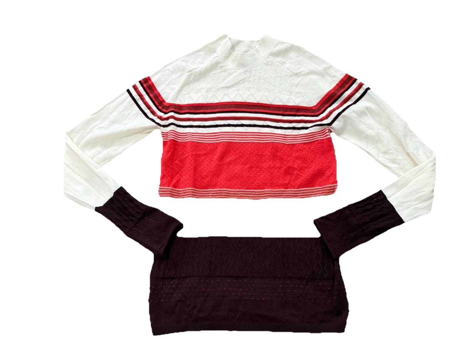 Sweaty Betty Merino Base Layer Mock Neck Striped Sweater M US Size 8 - 10
