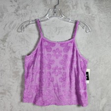 Miken Swim Tank Top Womens Medium Purple Floral Terry Cloth Beach Coverup Boho