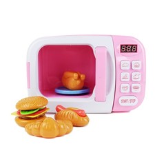 Boley Pink Microwave Playset - 11 Pc Light  Sound Pretend Play Kitchen Toys