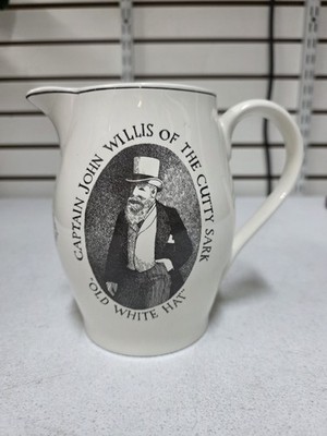 Vintage Cutty Sark ''Old White Hat'' Bar Pitcher Ceramic Pub Jug