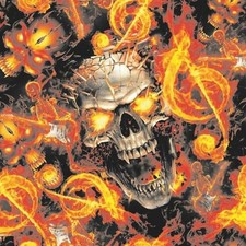 Rock Music Skulls - 20" x 38" Hydrographic Film Hydro Dipping