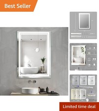 Polished 28x20 LED Vanity Mirror: Anti-Fog, Dimmable Memory Function Included