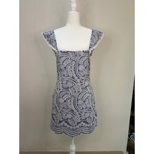 Alice + Olivia Blue White Eyelet Lace Ruffle Mini Dress Size 4 CC004K04527