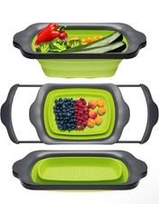 XL Large Kitchen Strainer by Comfify - Collapsible Silicone Over