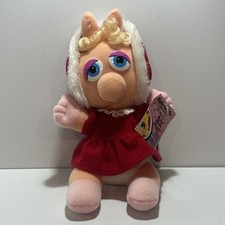 1987 Muppets Miss Piggy Baby Vintage Plush Christmas Doll 9" Jim Henson