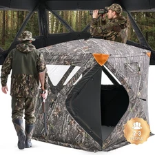 VEVOR Hunting Blind 270° Deer Duck Ground Blind 3 Windows Mesh for 2-3 Person