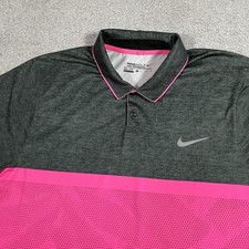 Nike Polo Shirt Mens XL Pink Geometric Dri-Fit Tour Performance Golf Stretch