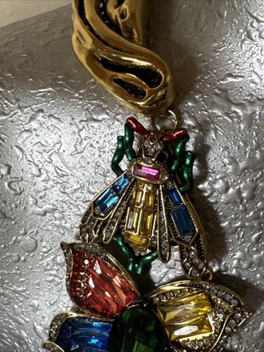 Flirty Sassy Jones SJ Rhinestone 24" Gold Tone Statement Necklace - Picture 9 of 16