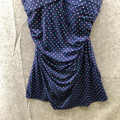 Talbots Swim Dress Size 24W Blue Polka Dot Padded One Piece Swimsuit - Picture 4 of 12