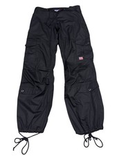 Vintage UFO Black Parachute Pants Size XS Cargo Baggy Streetwear Oversized Y2K