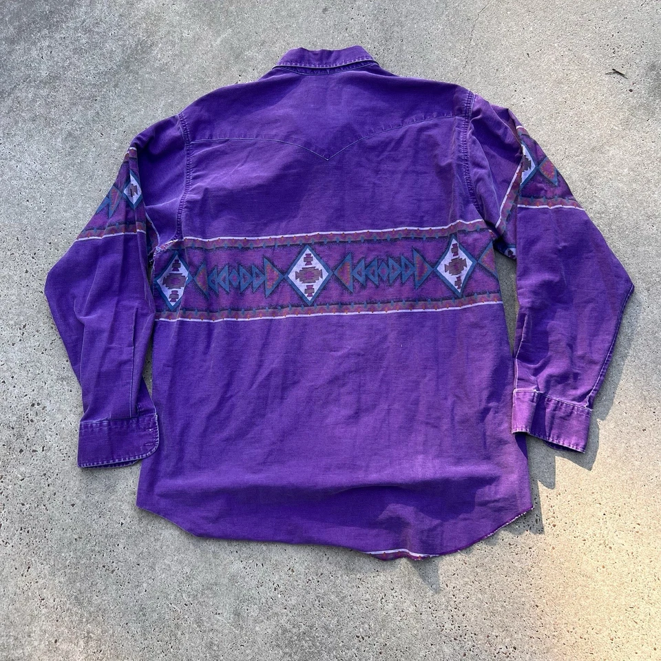 Wrangler Mens Size 18 × 36 Brushpopper Purple Aztec Southwestern Riding Rodeo - Image 3 of 3