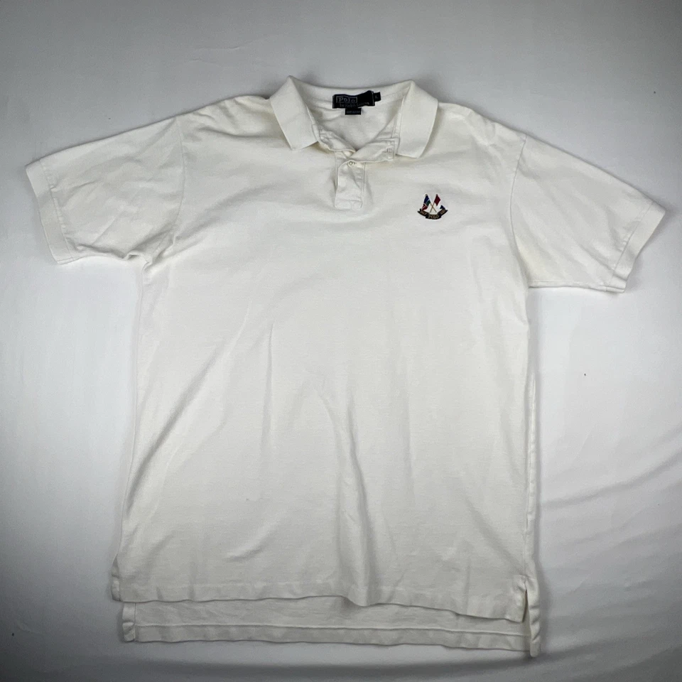 Polo Ralph Lauren 1967-1987 винтажный крест флаги рубашка большой герб редкая - Изображение 2 из 4